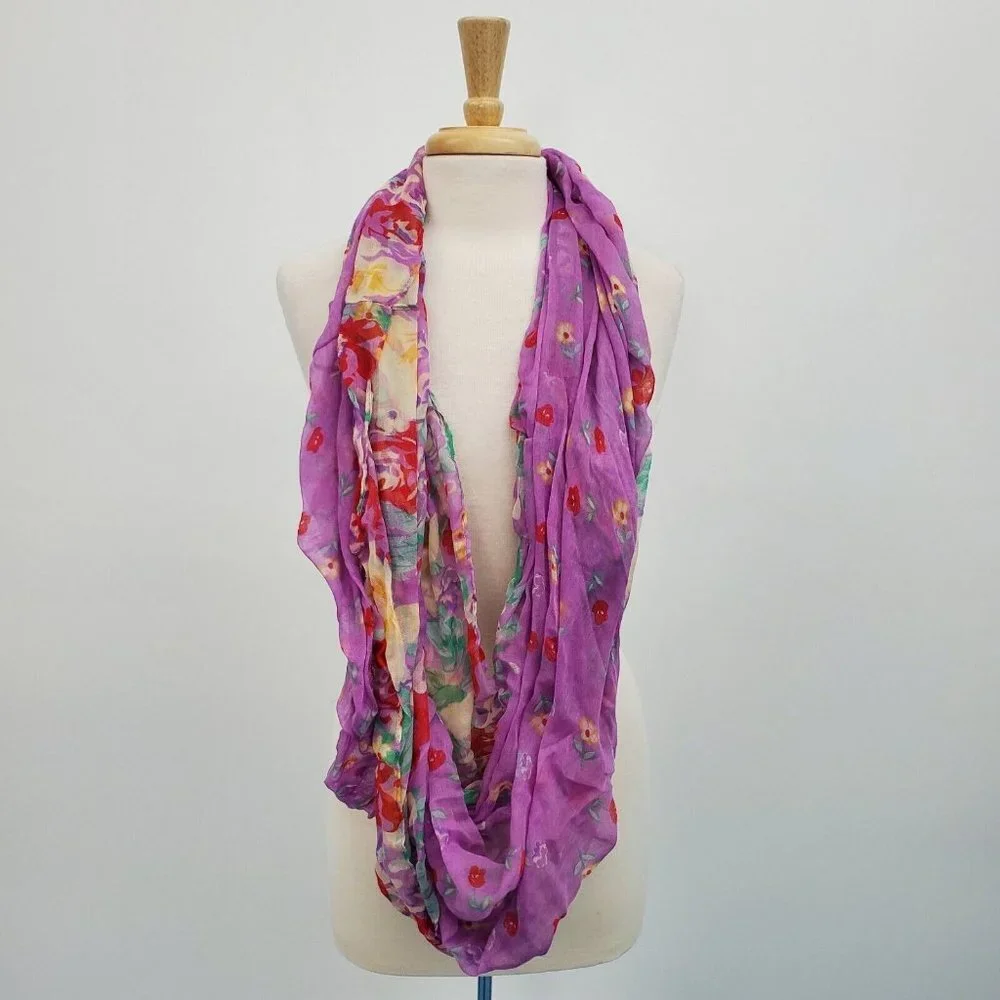Candies‎ Womens Purple Floral Infinity Fashion Scarf One Size Fall Spring Winter